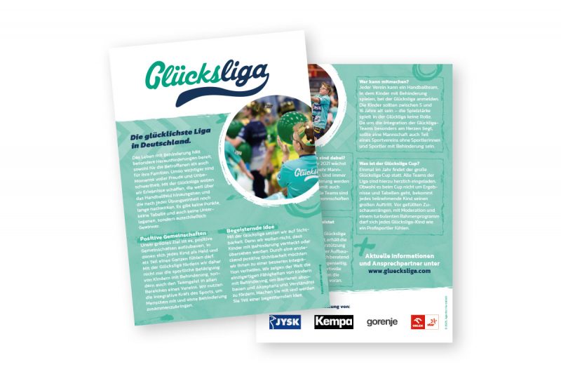 Abbildung der Vorder- und Rückseite des Info-Flyers der Glücksliga